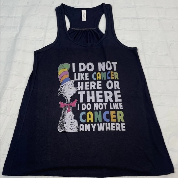 New Dr Seuss Women's Size M Graphic Tank Top  "I Do Not Like Cancer"  NWOT Navy - Picture 15 of 15